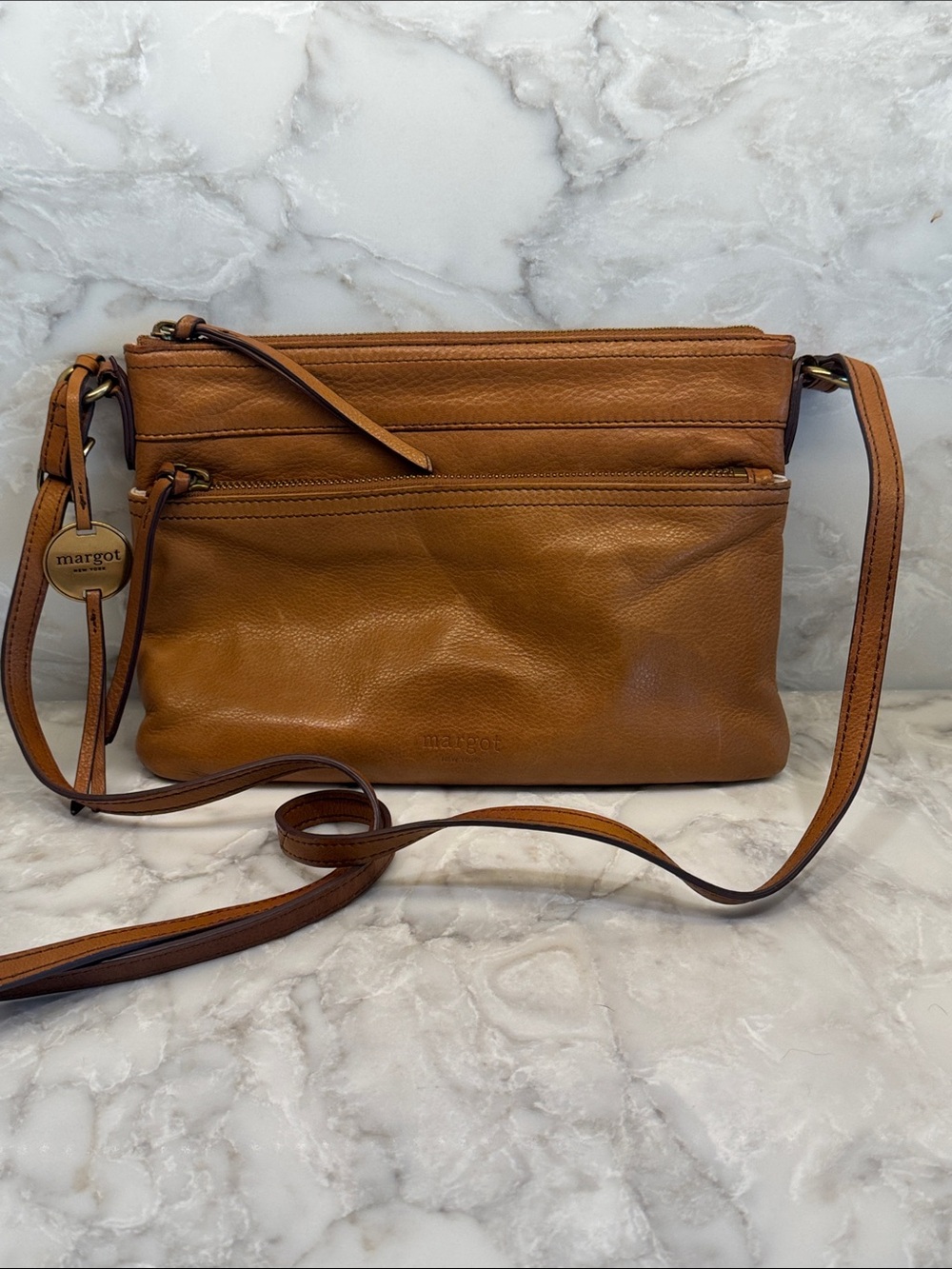 margot Cognac Leather Crossbody Bag